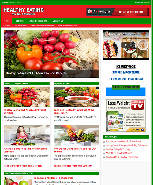 HEALTHY EATING Website Business For Sale – Work From Home Business Opportunity