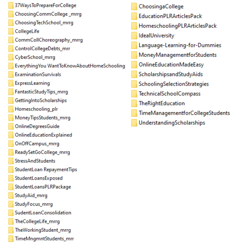 103 E-Book´s & Artikel zum Studium & Home Schooling, in Englisch PLR u. MRR