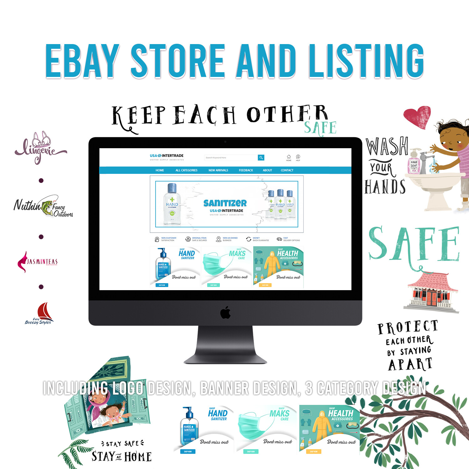Ebay Design Store & Listing Template 2024 Responsive With FREE LOGO DESIGN, TEAL