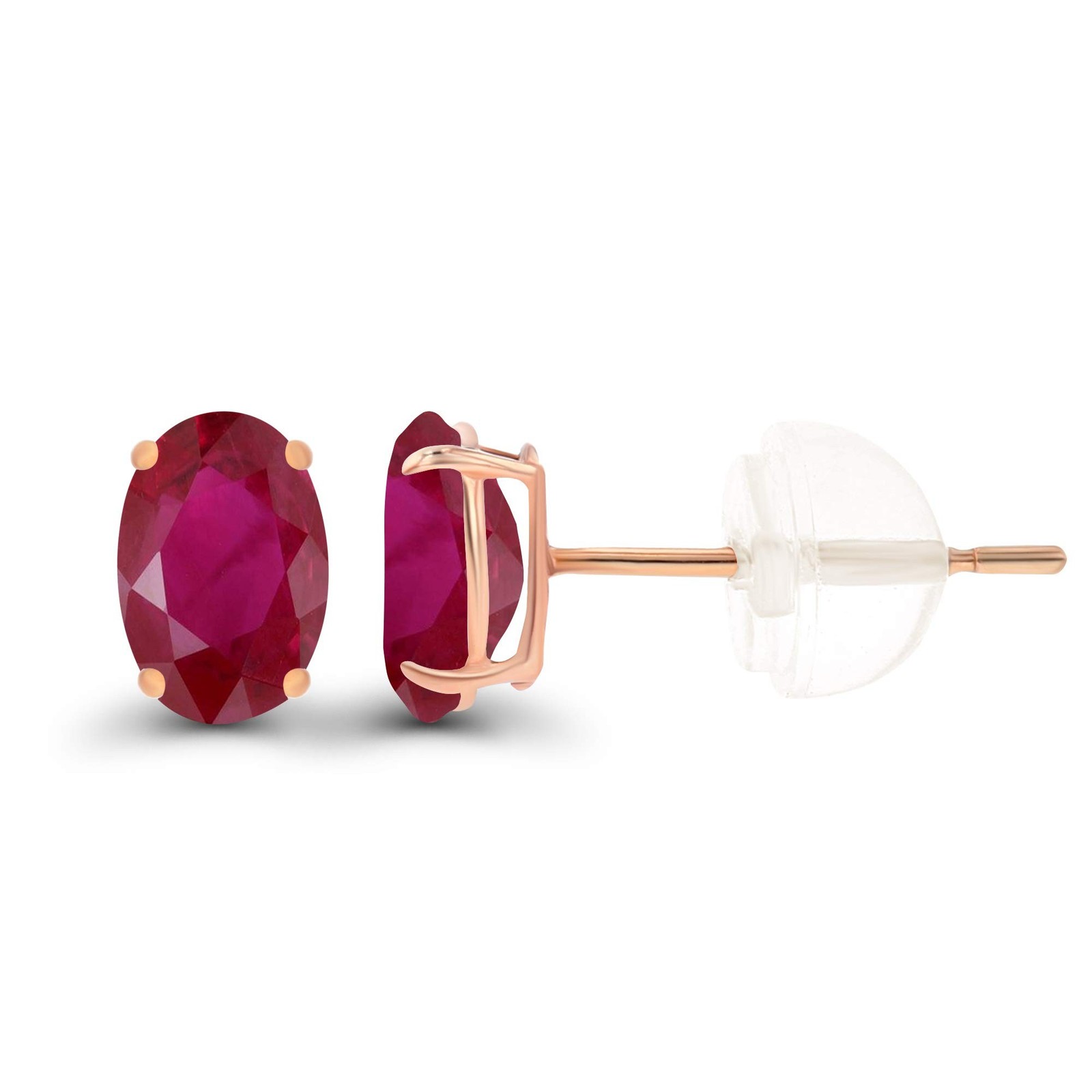 Solid 14K Gold 6x4mm Oval Genuine Birthstone Stud Earrings For Women | Hypoal…