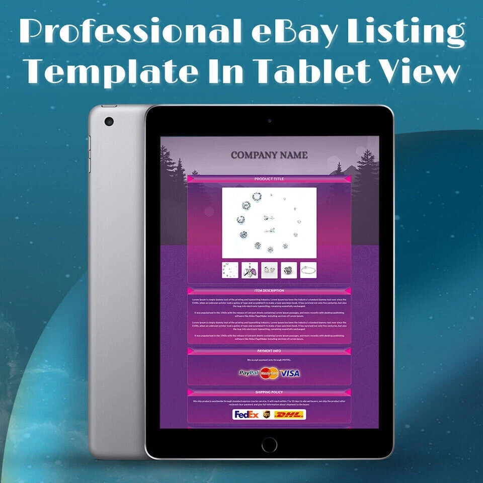 eBay Mobile Responsive eBay Listing Template Auction Template Universal