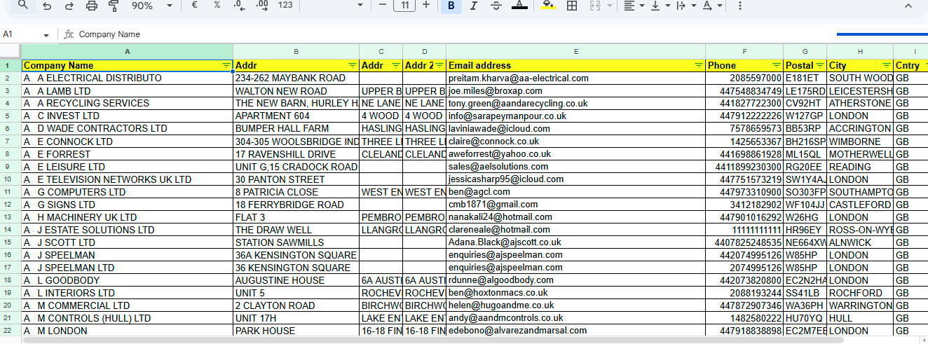 500K UK Business contact Database | B2B email list | CSV/Excel Digital Download