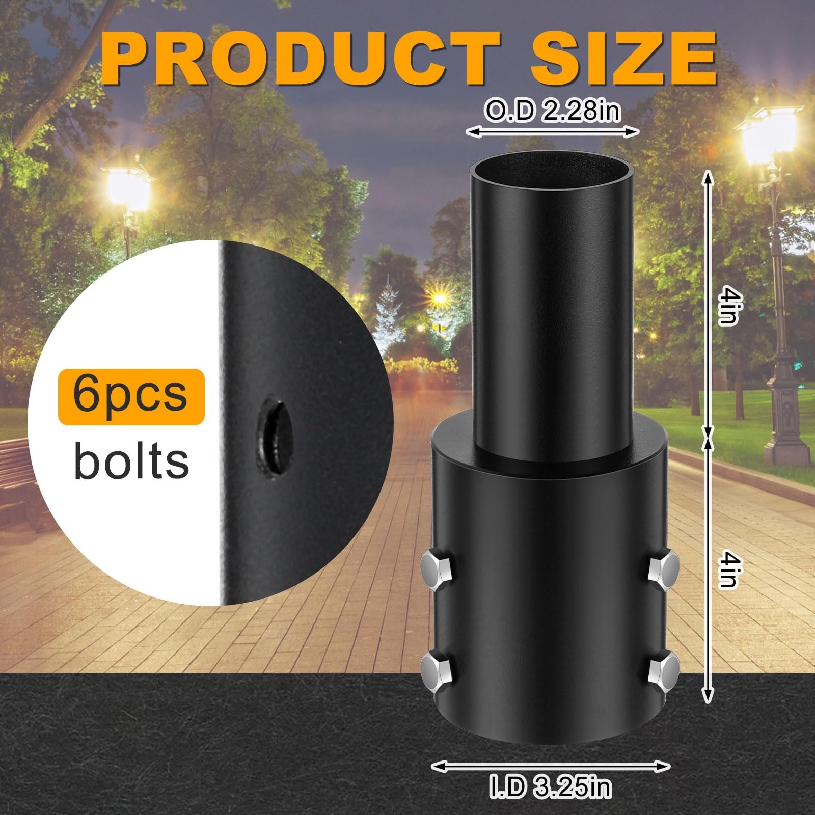 DoubleFill 6 Pcs Slip Fitter Light Pole Tenon Adapter for 3 Inch Round Pole T…