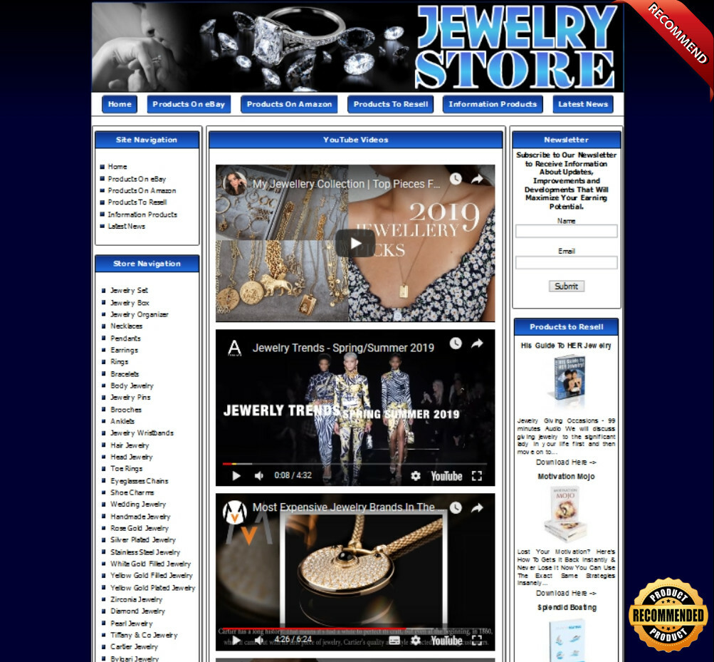 JEWELRY STORE Complete Turnkey Website. Amazon Affiliate Store, Google Adsense