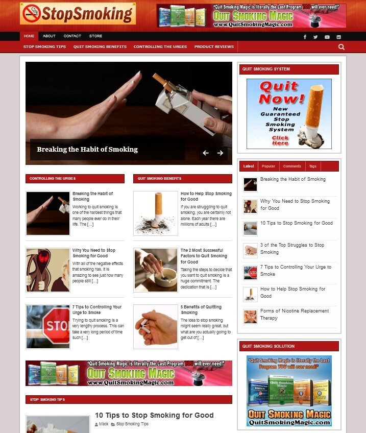 Money Making Stop Smoking Tips Website + Free Installation + Hosting