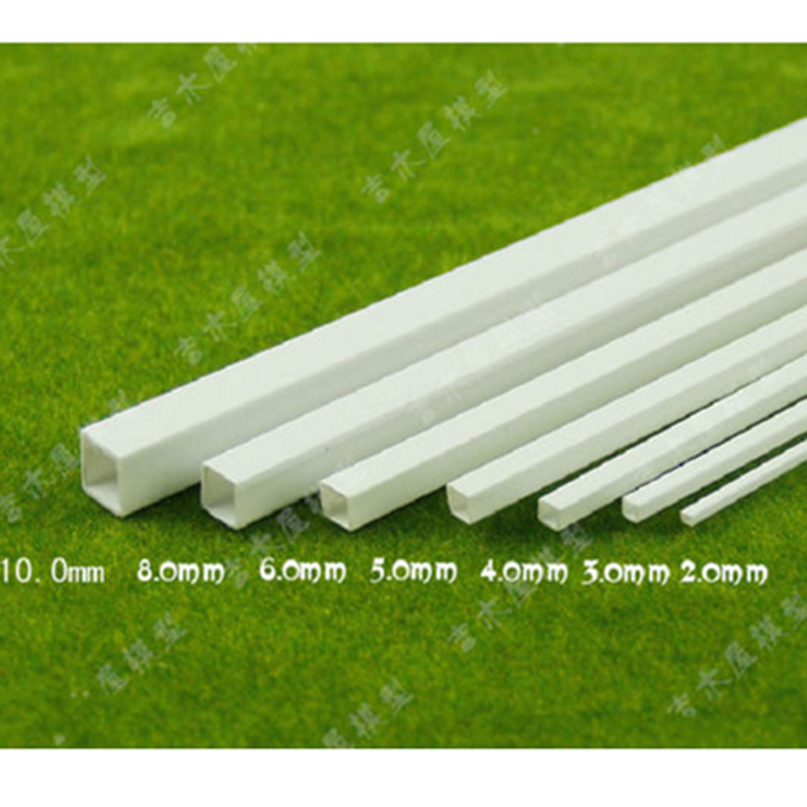 10 pcs ABS Styrene Plastic Rectangular Tube Pipe Width 8mm x 250mm White # GY