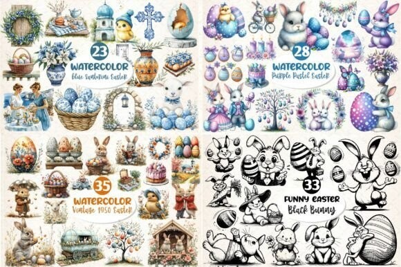 Happy Easter Clipart Huge Bundle
