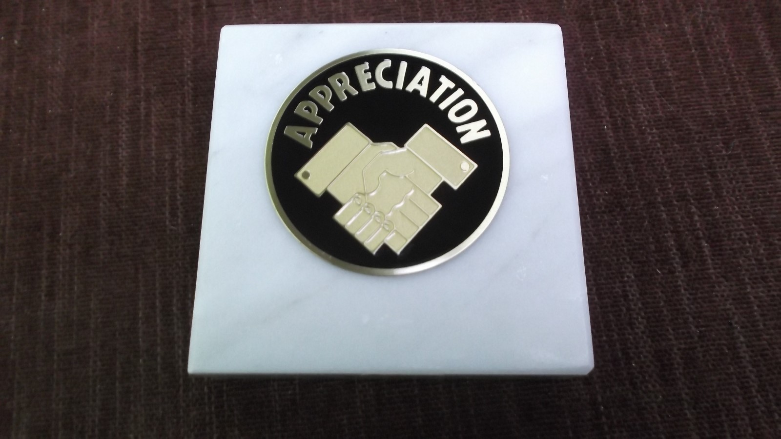 appreciation paperweight marble award metal insert personalized