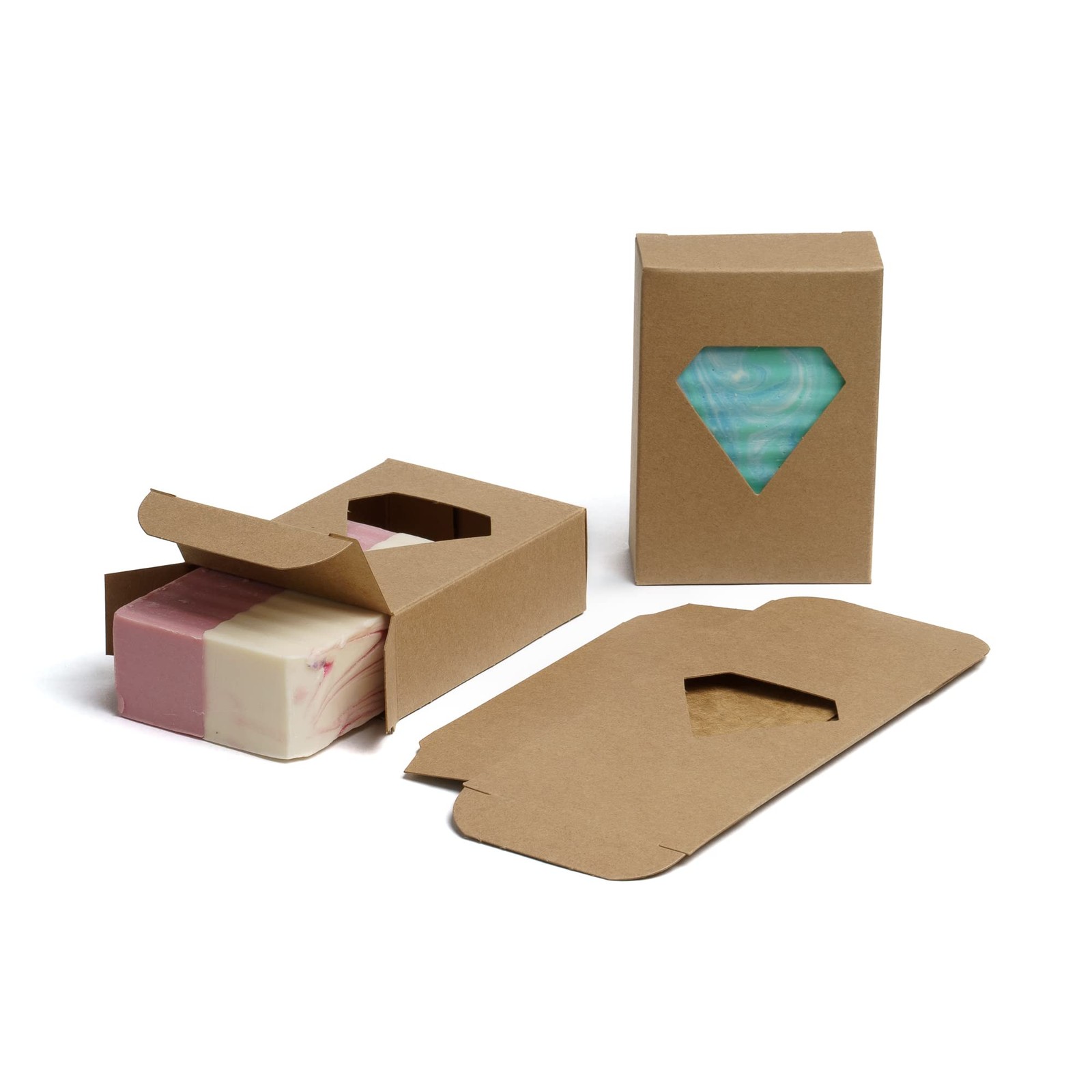 Charm Your Prince Diamond Window Soap Boxes Kraft Recyclable 1000 Pack