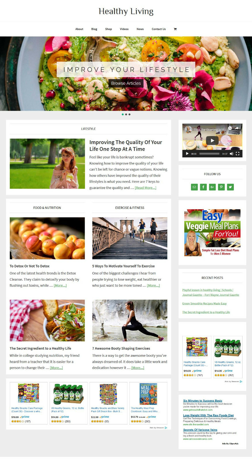 * HEALTHY LIVING * store blog affiliate website business for sale AUTO CONTENT!