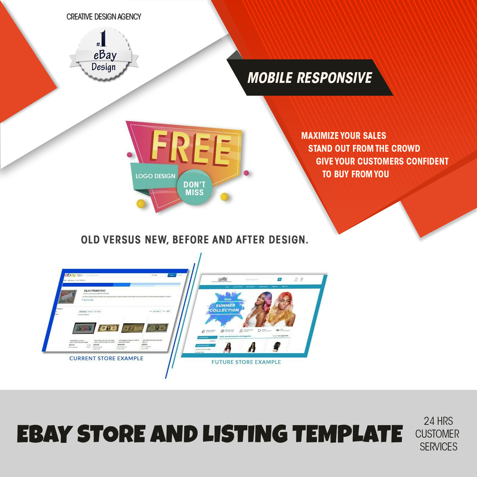 Ebay Store Design & Listing Template Professional Fully Custom 2021 Responsive
