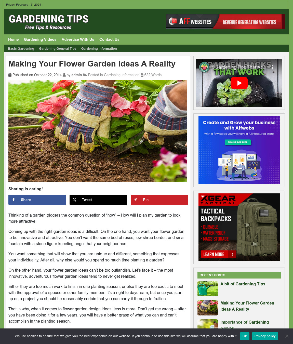 GARDENING GUIDE Website Business For Sale – Work From Home Internet Business