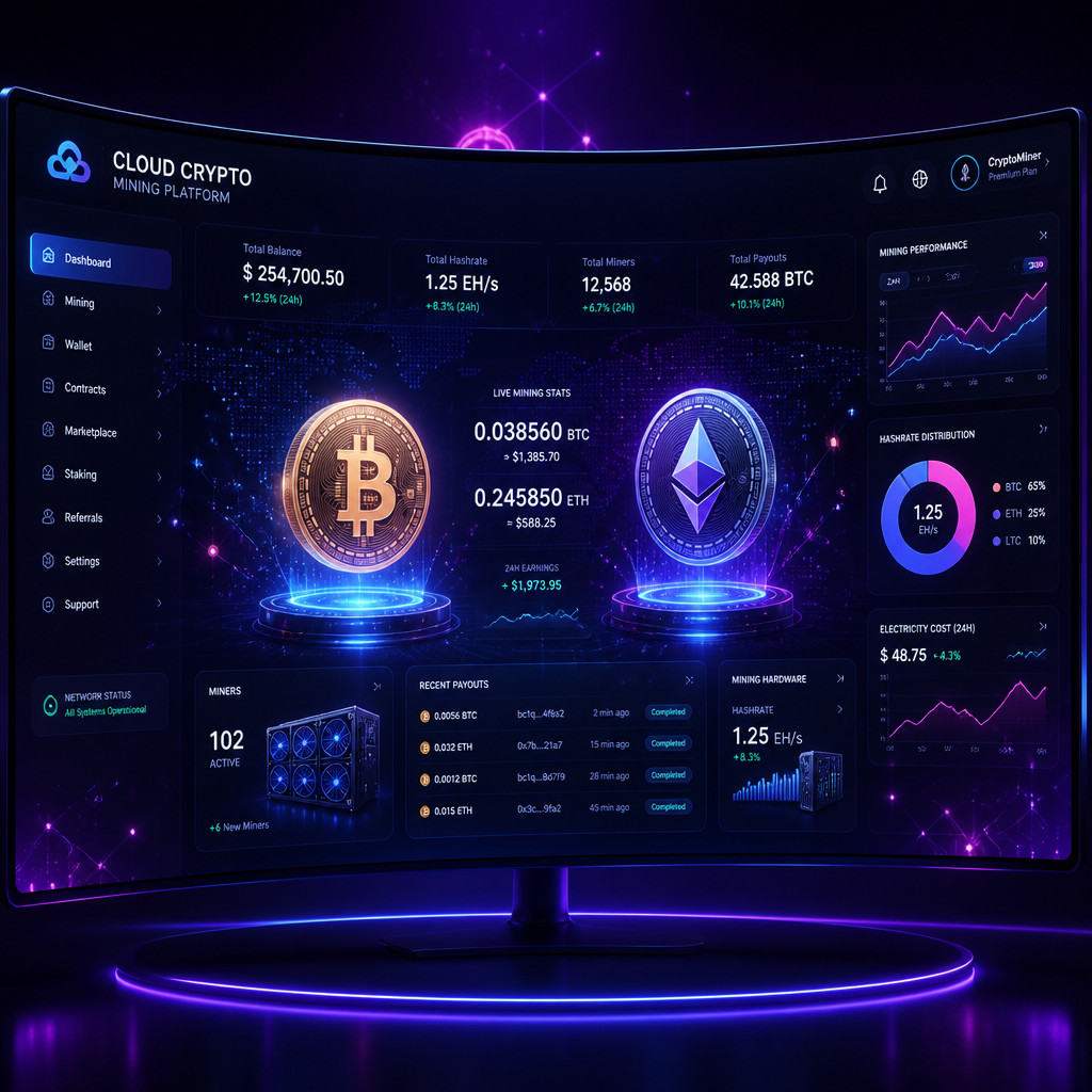 Cloud Crypto Mining Script | Laravel Platform | ROI Plans Wallet Admin