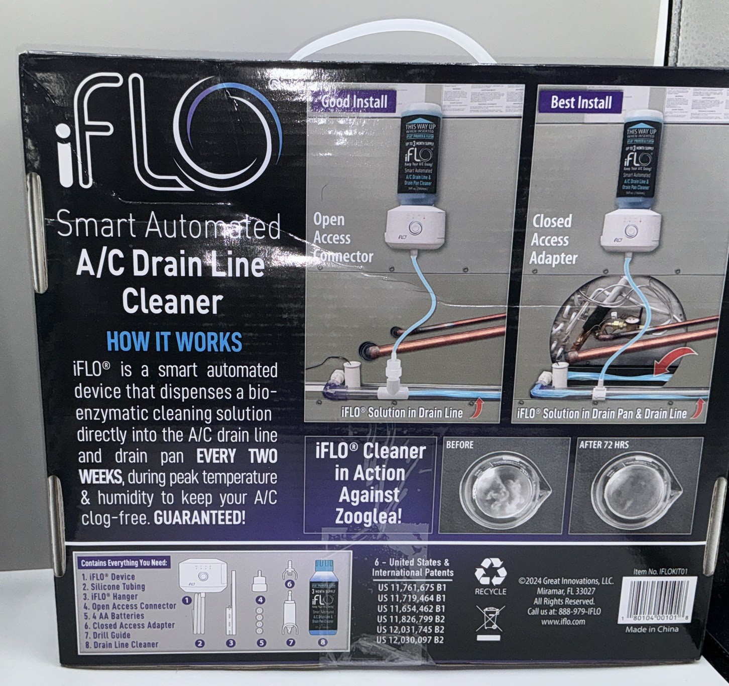 IFLO® Smart A/C Drain Line and Drain Pan Cleaner for HVAC System IFLOKIT01 2638G