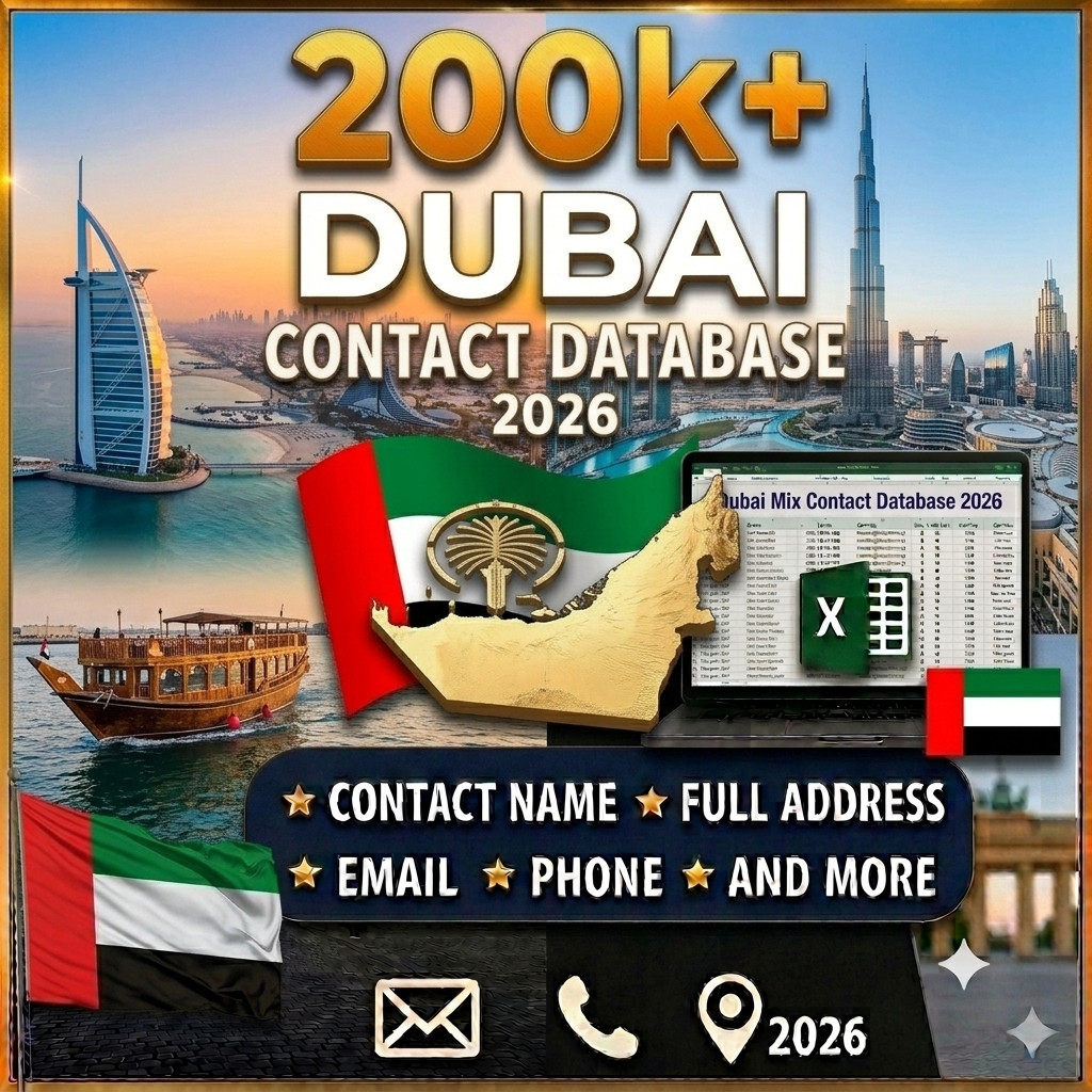 200k DUBAI Email Database list 2026 | Contact Leads (Excel file)