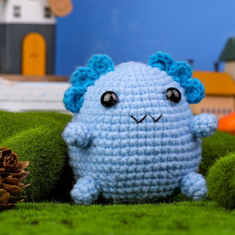 DIY Salamander Crochet Kits Including Crochet Hook, Yarns, Needle, Plastic Eyes