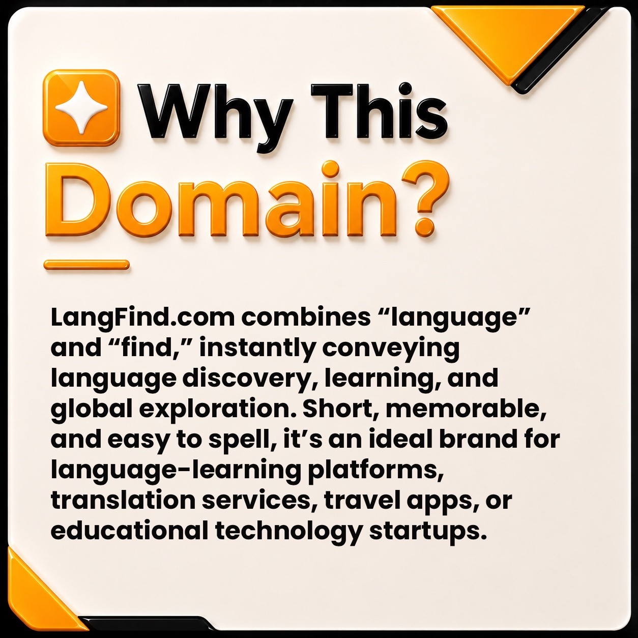 LangFind .com AI LLM SaaS Language Search. NLP. DOMAIN NAME FOR SALE Brandable.
