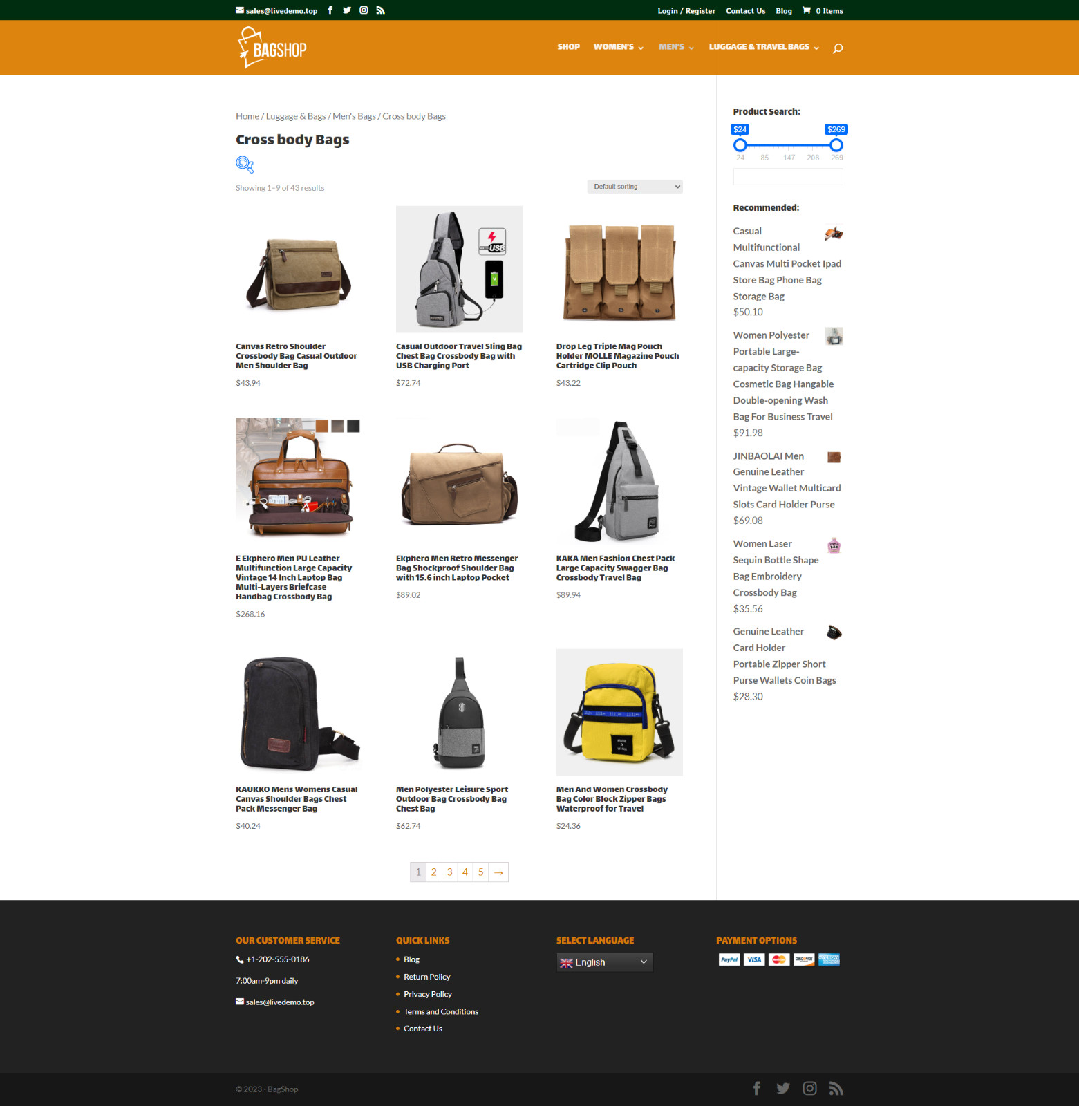 Men Women Bag Dropshipping Store | Turnkey Dropship Business Website