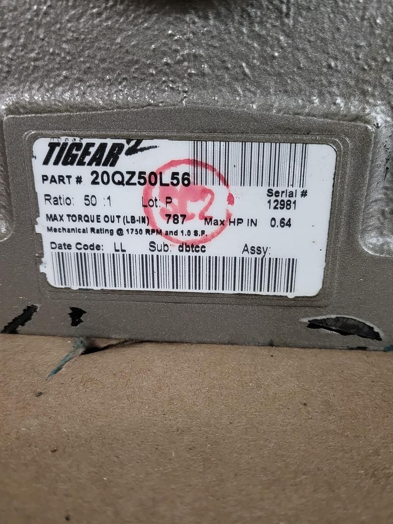 TIGEAR-2 Right Angle Worm Gear Reducer 20QZ50R56 Ratio 50:1 NO BOX