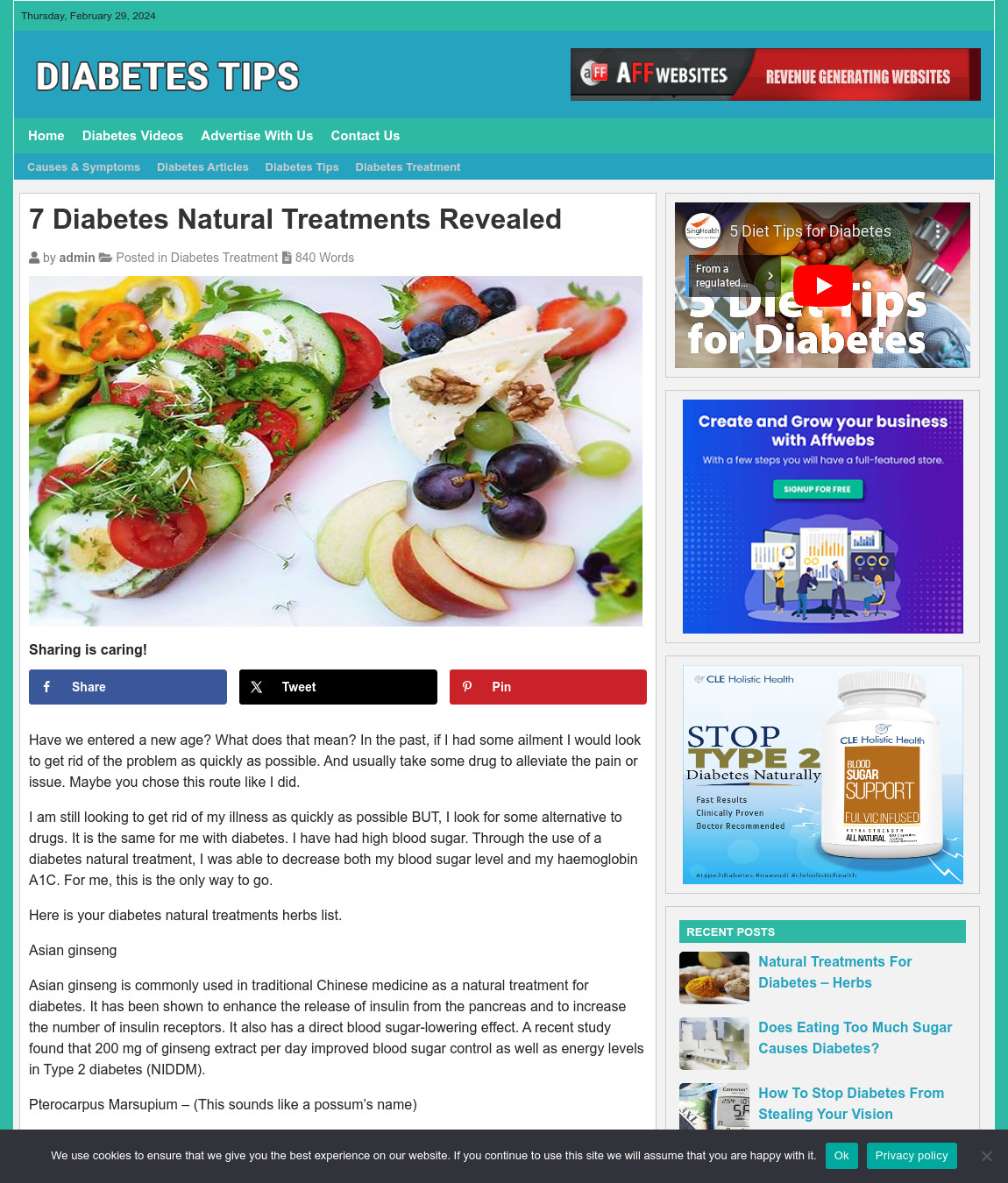 DIABETES TIPS Website Business For Sale – Work From Home Internet Business