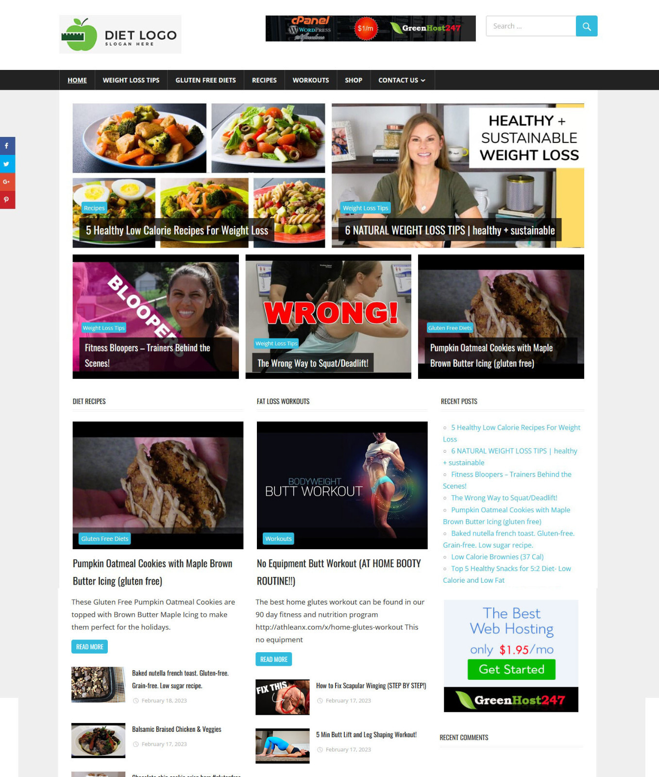 Weight Loss Diet Tips WordPress Website + Free Installation and Hosting