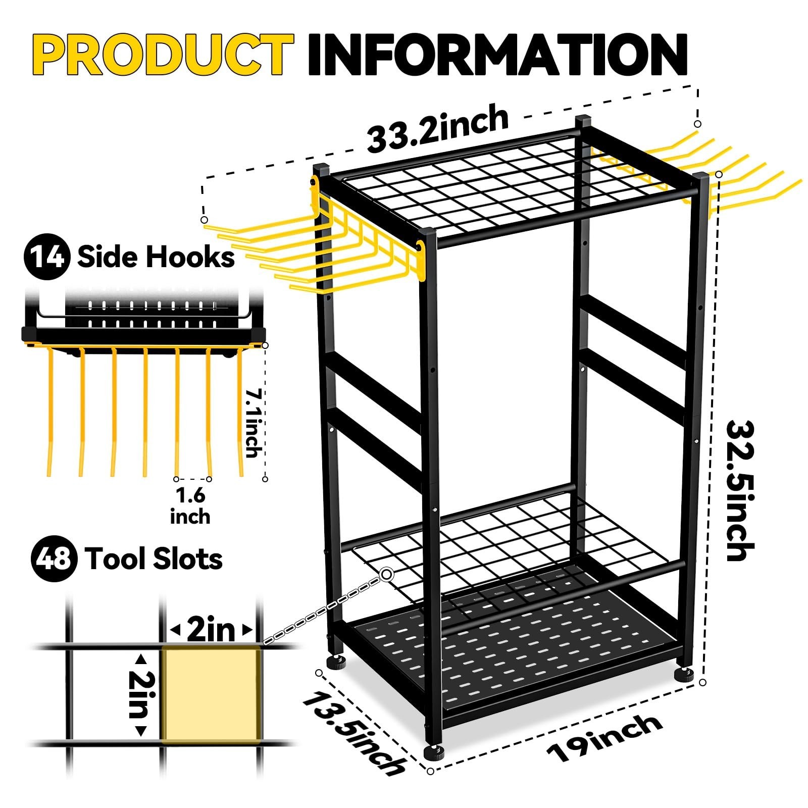 Garden Tool Organizer, Up 48 Long Handle Tool, Garage Storage and Organizatio…