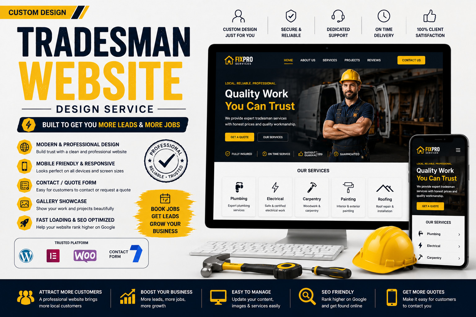 Custom Tradesman Website Design | Plumber Electrician Builder Business Website S