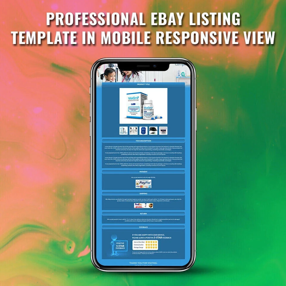 Professional eBay Mobile Responsive eBay Listing Auction Template Templates