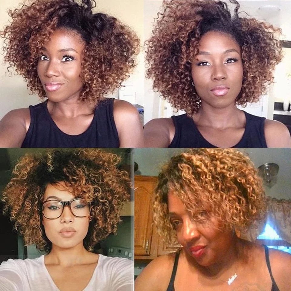 Kinky Curly Bundles Human Hair Bundles 8 Inches Curly Human Hair 4 Bundles 1B/30
