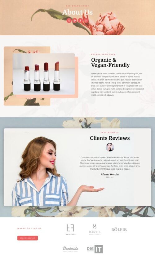 Beautiful Elementor Templates 15 , Mobile Responsive, Salon WordPress Website.