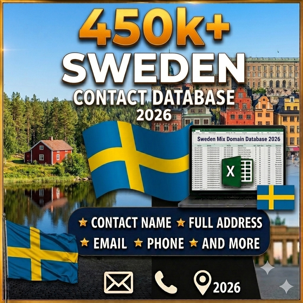 450K SWEDEN Email Database list 2026 | Contact Leads (Digital Download)