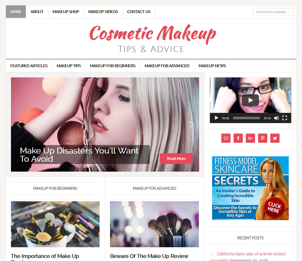 *COSMETIC MAKEUP TIPS * turnkey website business for sale w/ AUTOMATIC CONTENT