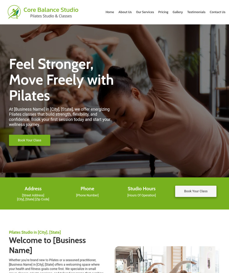 Pilates Studio Customized Business Website *SEE FULL DESCRIPTION*