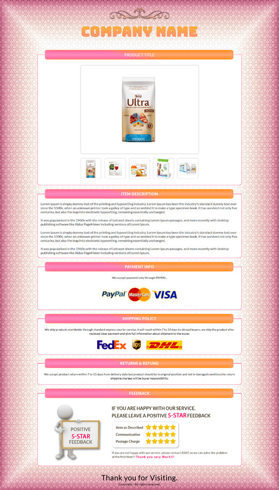 eBay Mobile Responsive Templates eBay Listing Auction Template HTTPS Secure HTML