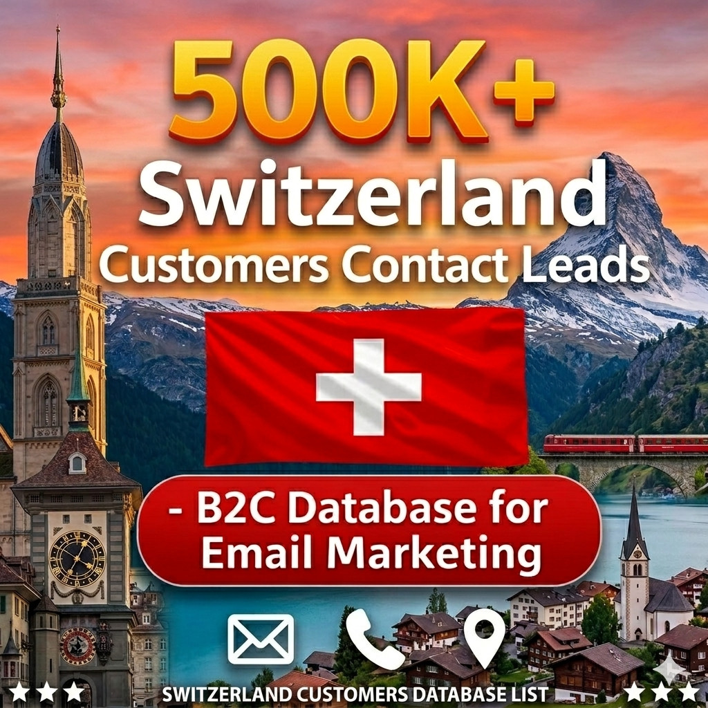 500K SWITZERLAND Customers Email database list B2C Contacts leads | Excel file