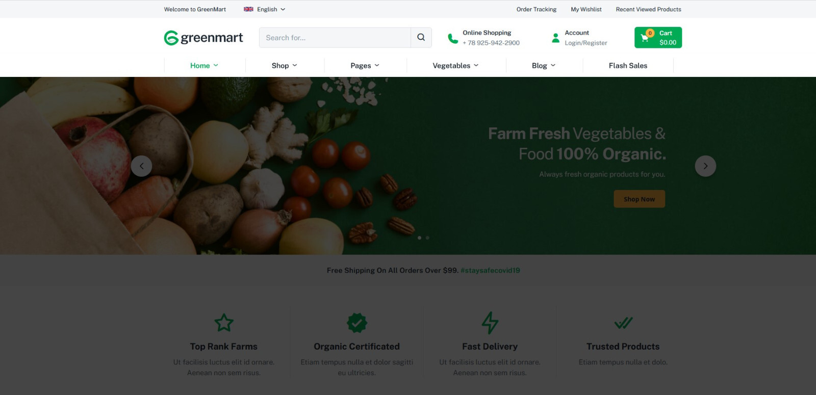 GreenMart ⭐GPL⭐ Lifetime Update – Organic & Food WooCommerce WordPress Theme