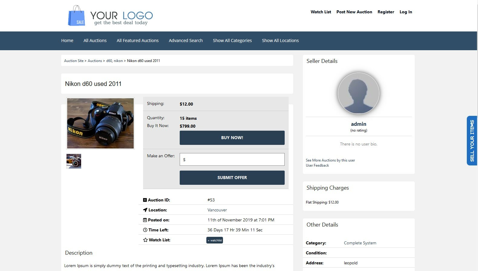 WordPress Auction Website + Free Hosting with SSL