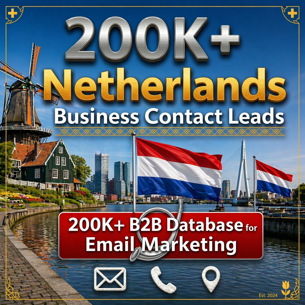 200K NETHERLANDS Business Email Database B2B contact leads (Digital Download)
