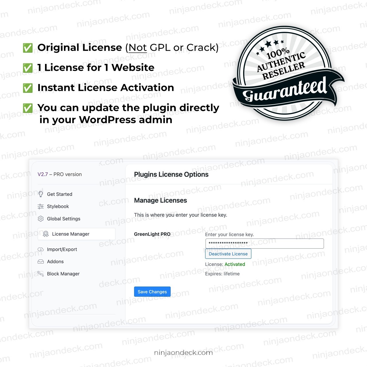 🥷 Greenlight Pro Official License ‒ Lifetime / 1-Year