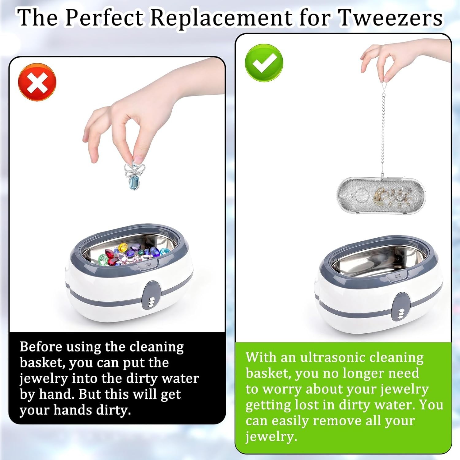 2PCS Stainless Steel Ultrasonic Cleaner Baskets for Jewelry Small Parts Washer
