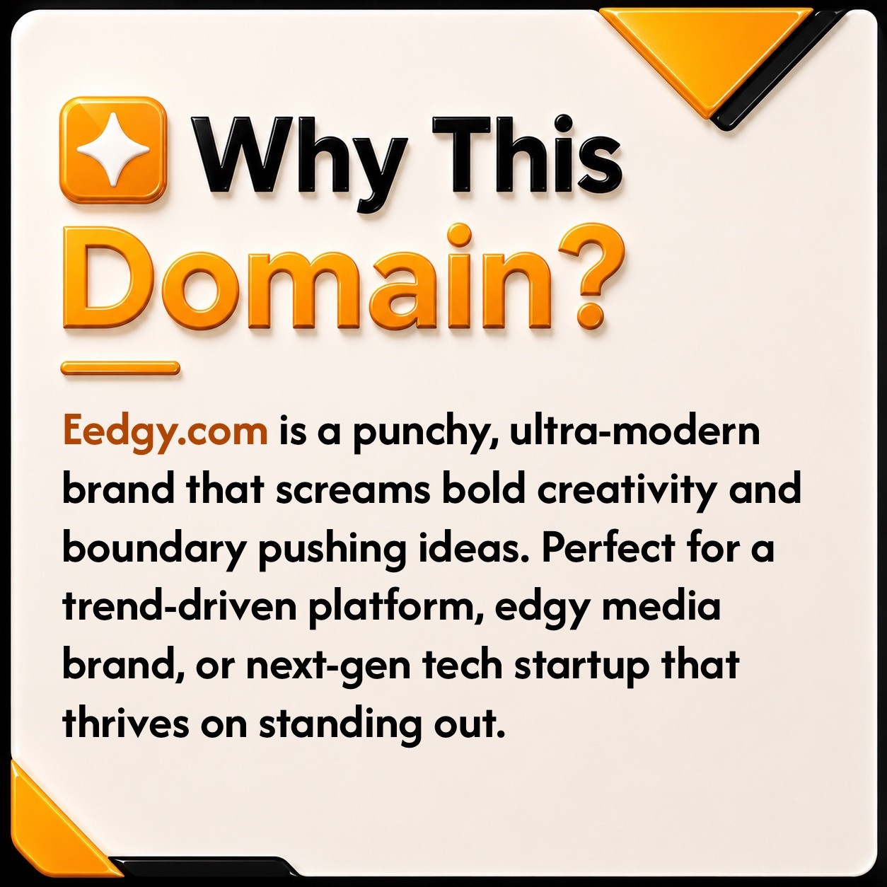 Eedgy.com Short 5 Letter Catchy, 5L, Brandable .COM Domain. GD Value $1.4k