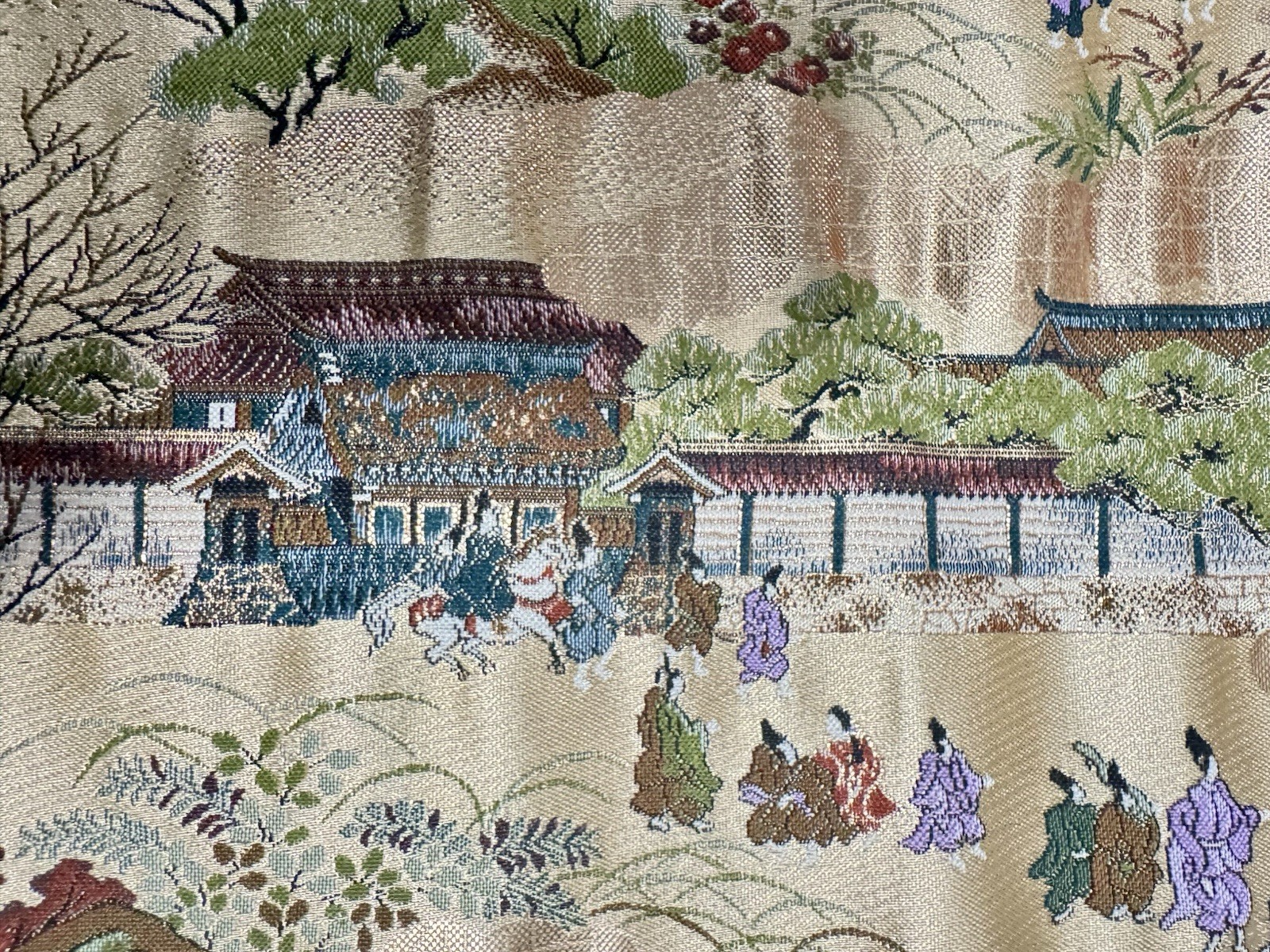 Antique Japanese Fukusa Nishijin Silk Brocade Jidai Matsuri Kyoto Parade