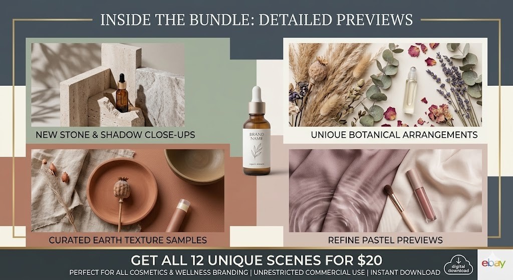 12 AI Skincare Product Photography Mockups | Beauty Brand Digital Backgrounds