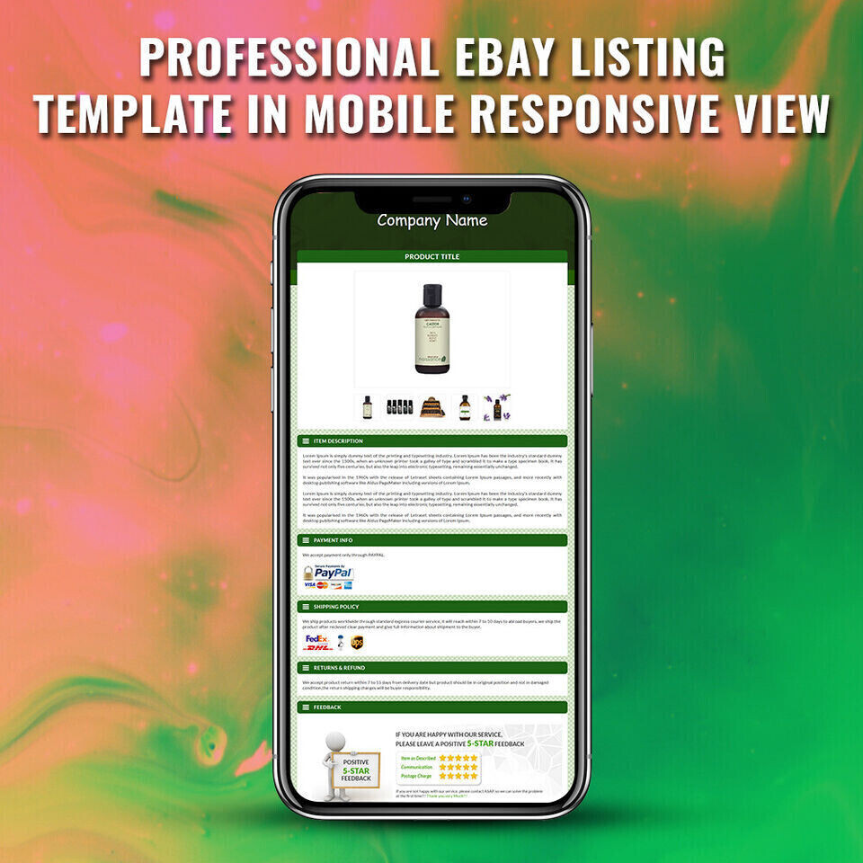 eBay Templates Mobile Responsive eBay Listing Auction Template 2019 Compatible