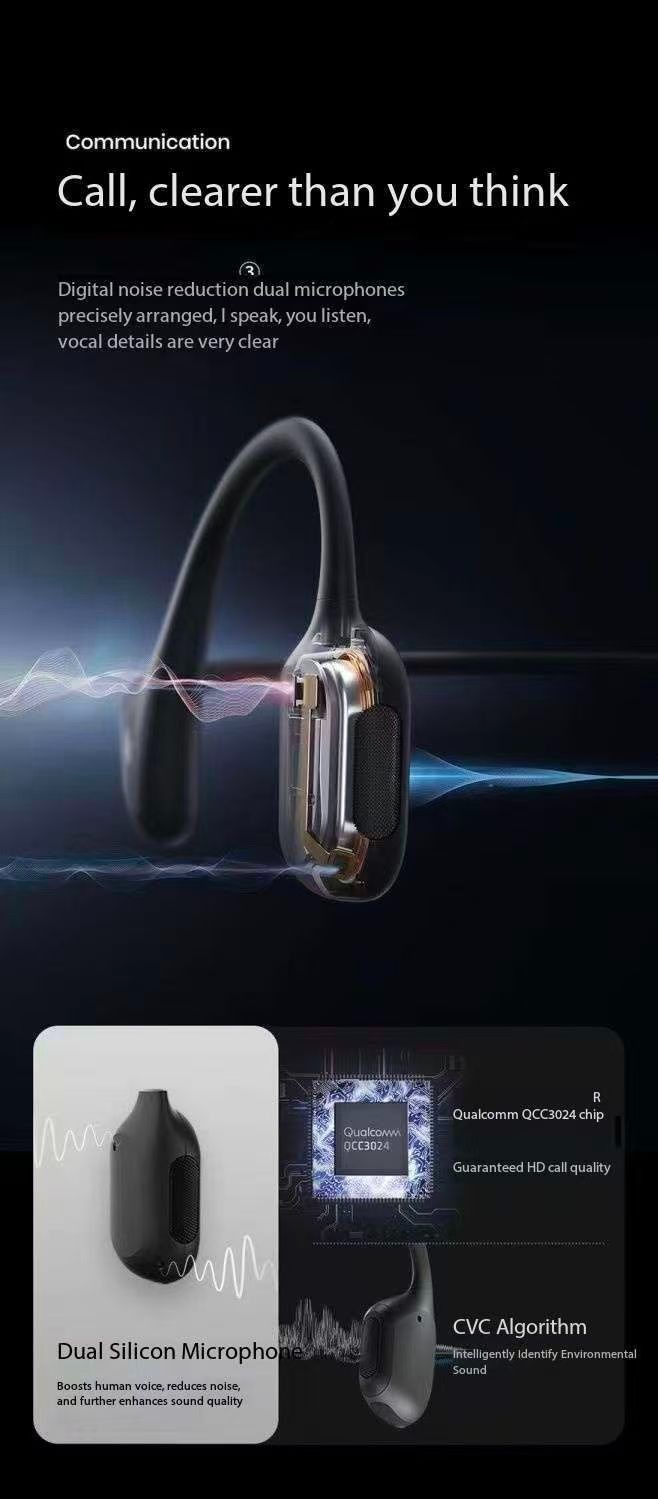 Shokz OpenRun Air Bone Conduction Bluetooth Wireless Open-Ear Headphones S803