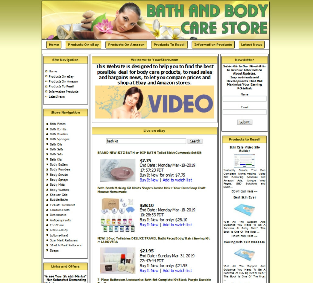 New Bath and Body Store Online Business Website For Sale, Free Domain Name
