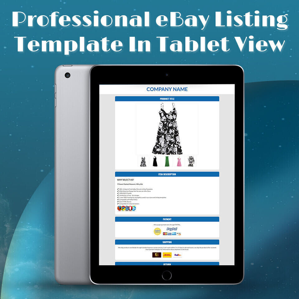 eBay Mobile Responsive Template Auction Listing Professional HTTPS Secure 2019