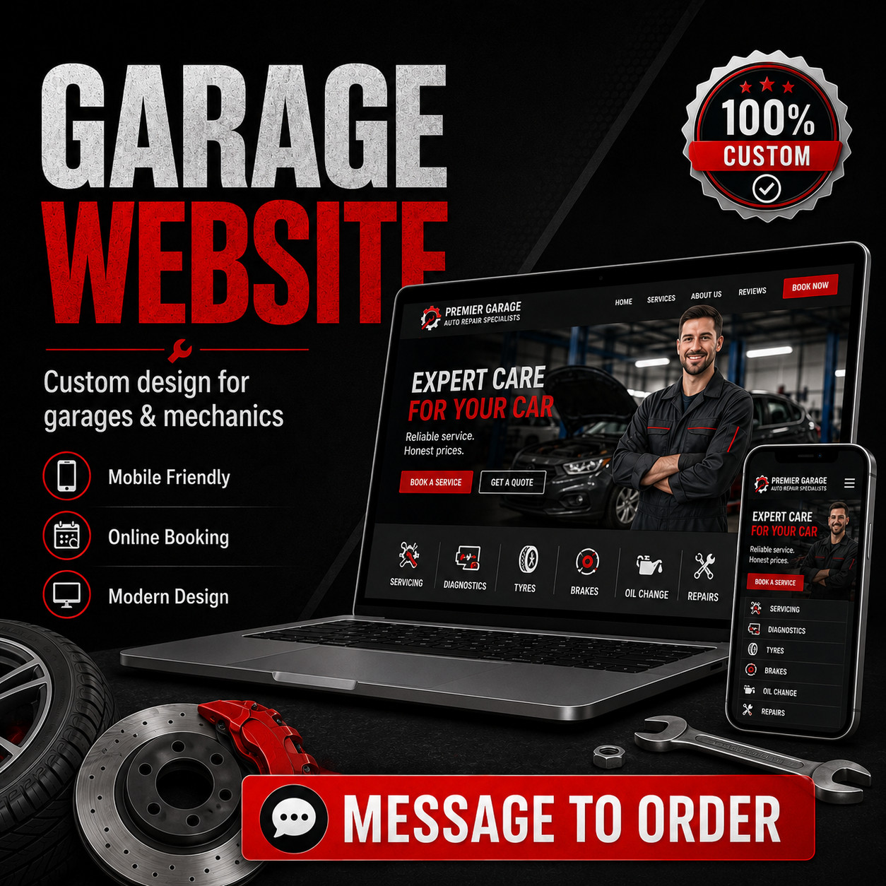 Custom Garage Website Design | Car Repair Mechanic Auto Service Website