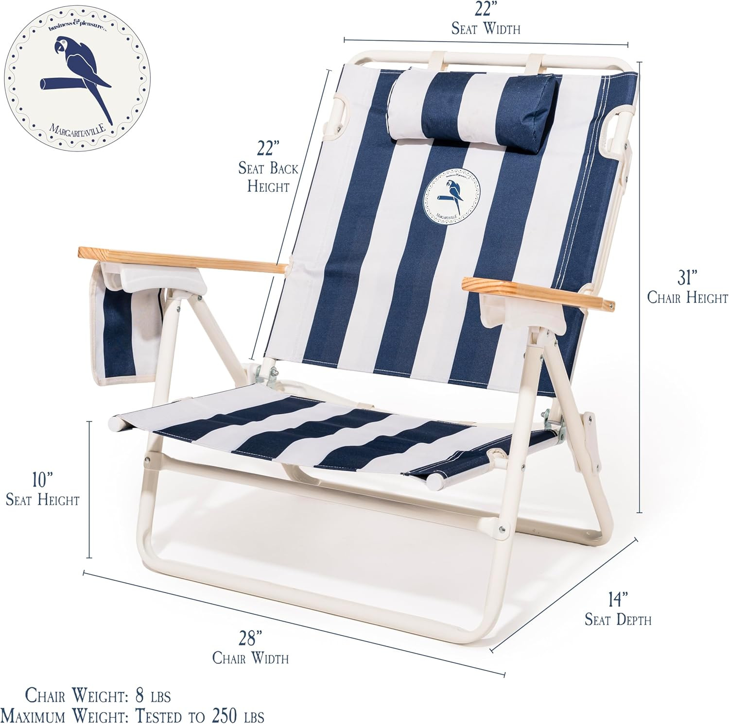 Margaritaville Manana Backpack Beach Chair Lay Flat Reclining, Lightweight & Por