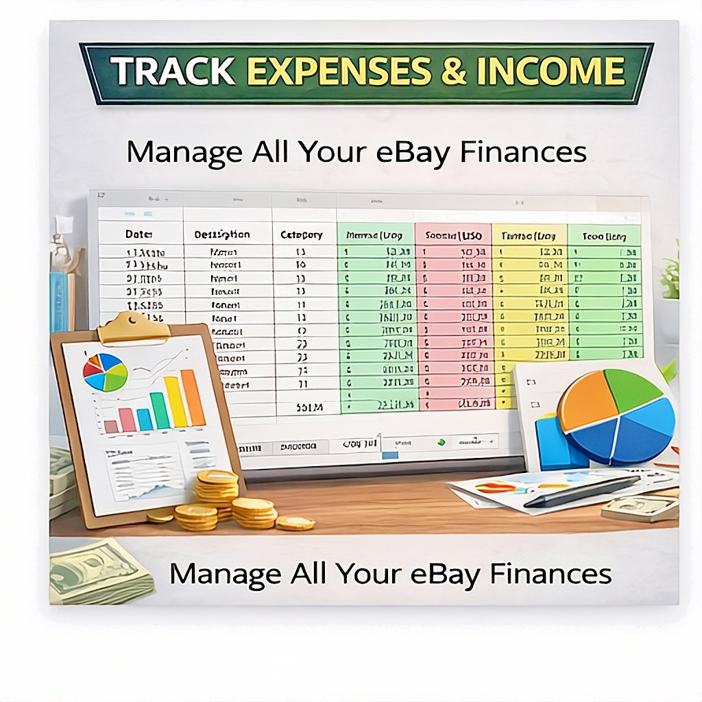 Advanced Business Finance Tracker Excel eBay Profit, Expenses ROI Dashboard Tool